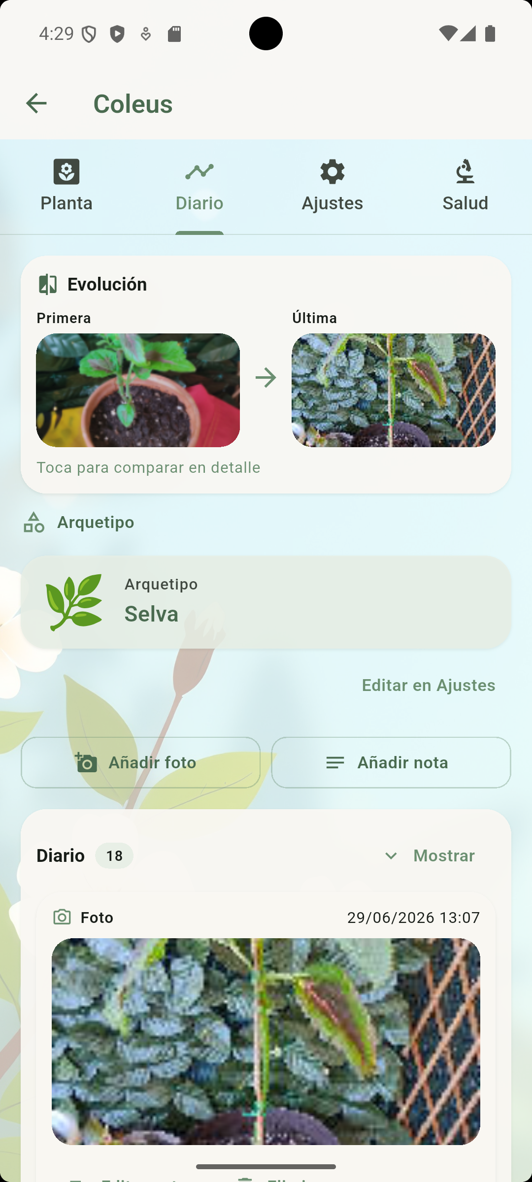 JardinerIA — Diario de planta con evolución visual y entradas de foto