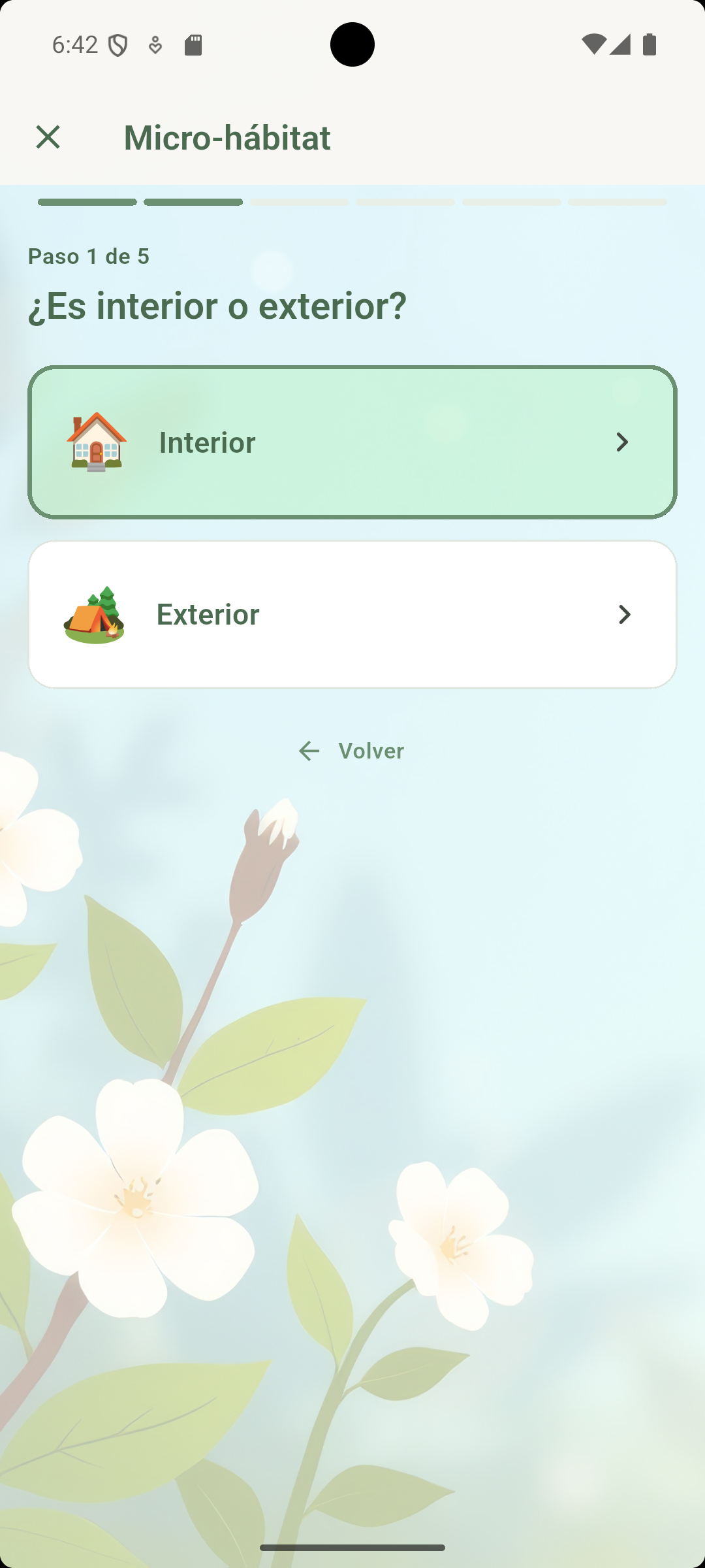 JardinerIA — Micro-hábitat paso 1: interior o exterior