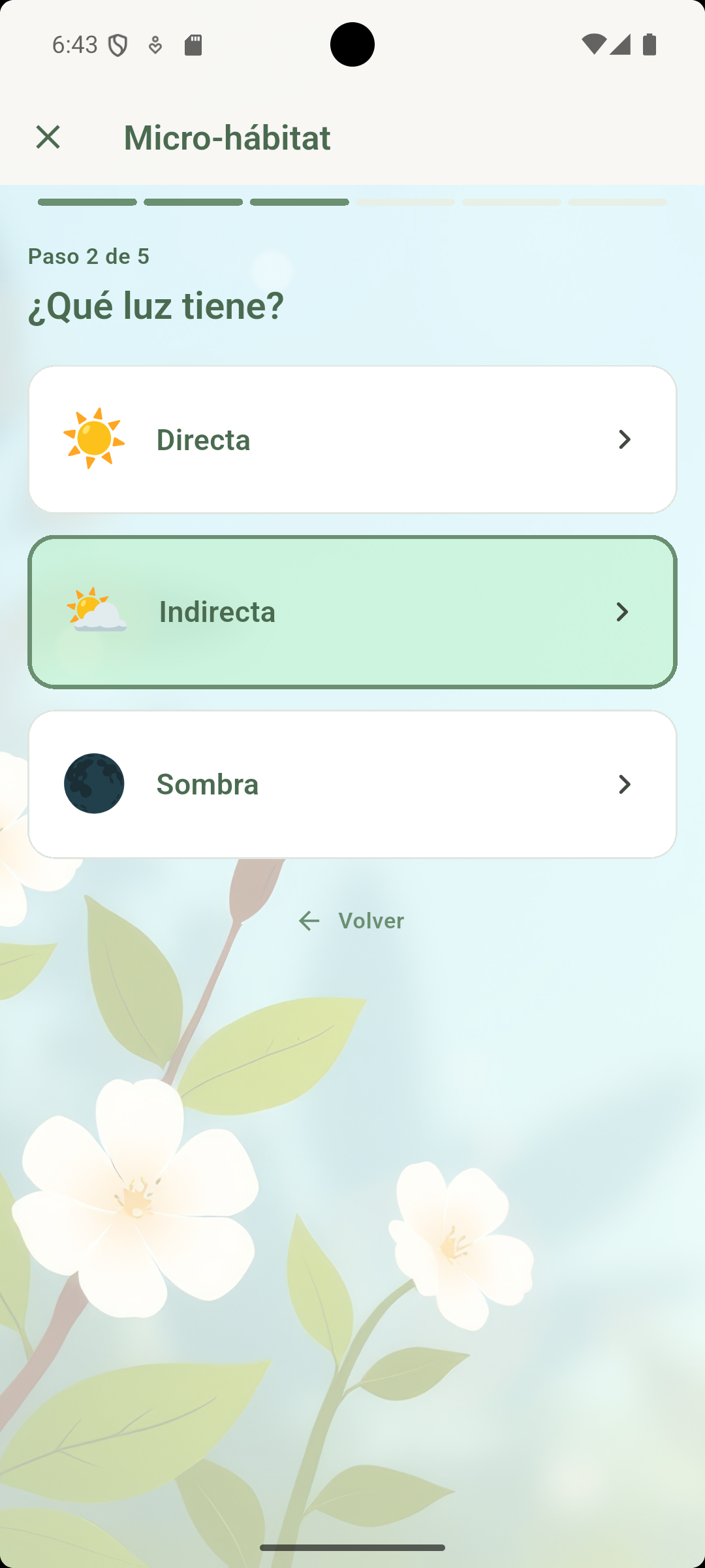 JardinerIA — Micro-hábitat paso 2: tipo de luz